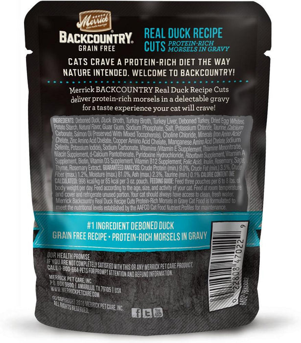 Merrick Backcountry Grain Free Real Duck Cuts Recipe Cat Food Pouch - 022808471226