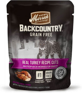 Merrick Backcountry Grain Free Real Turkey Cuts Recipe Cat Food Pouch - 022808471219