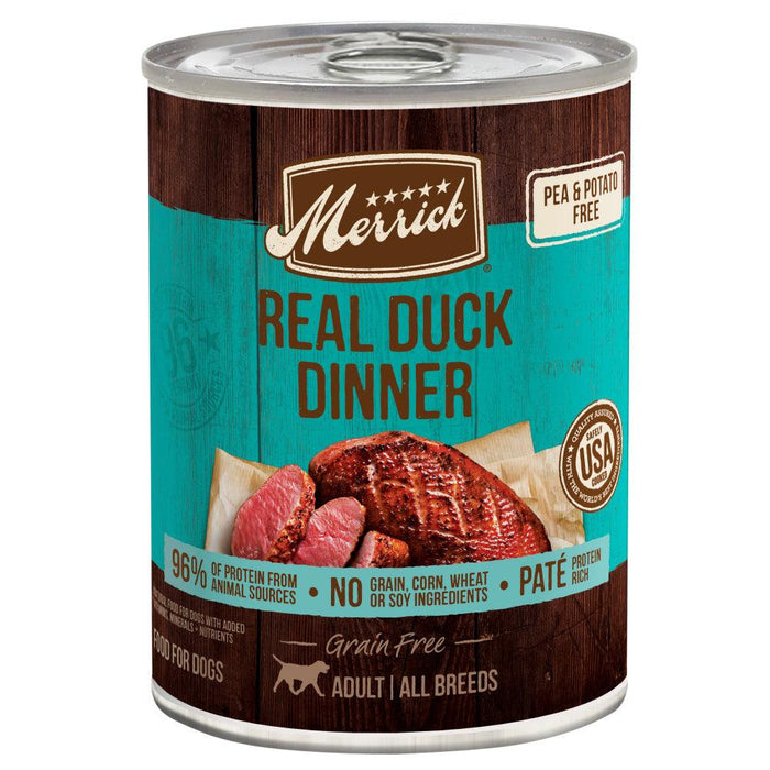 Merrick Grain Free 96% Real Duck Canned Dog Food - 022808102120
