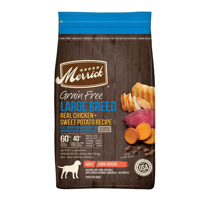 Merrick Grain Free Premium Large Breed Dry Dog Food Wholesome And Natural Kibble Chicken And Sweet Potato - 022808385868