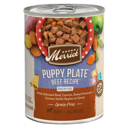 Merrick Grain Free Puppy Plate Beef Recipe Canned Puppy Food - 022808108122