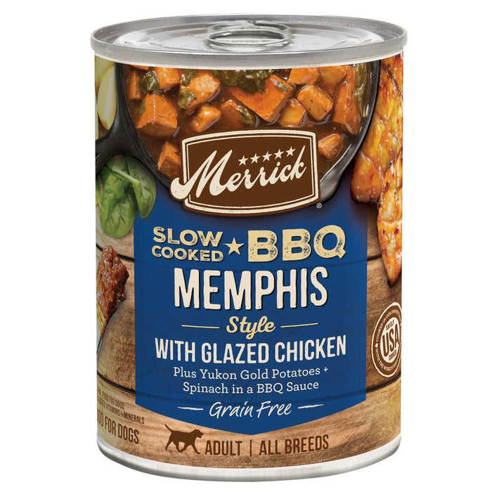 Merrick Grain Free Slow Cooked BBQ Memphis Style Chicken Recipe Canned Dog Food - 022808284338