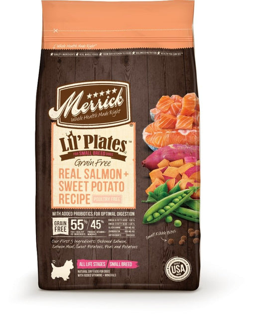 Merrick Lil Plates Small Breed Dog Food Grain Free Real Salmon & Sweet Potato Recipe Small Dog Food - 022808260028