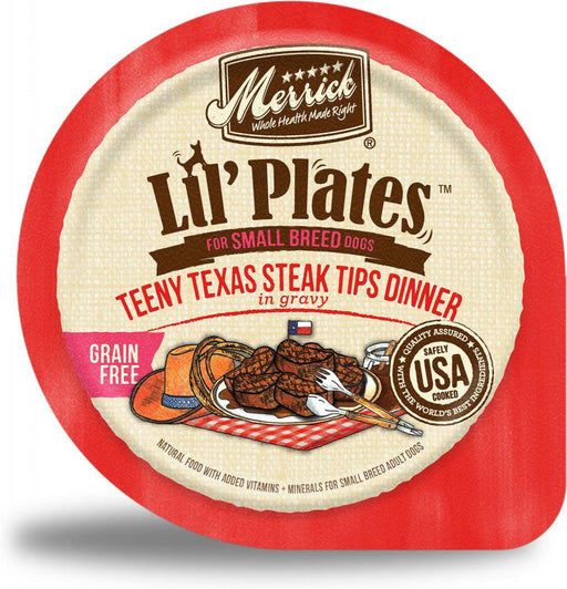 Merrick Lil' Plates Small Breed Grain Free Teeny Texas Steak Tips Dog Food Tray - 022808261261