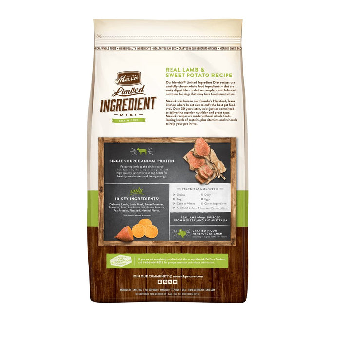 Merrick Limited Ingredient Diet Grain Free Real Lamb & Sweet Potato Recipe Dry Dog Food - 022808390756