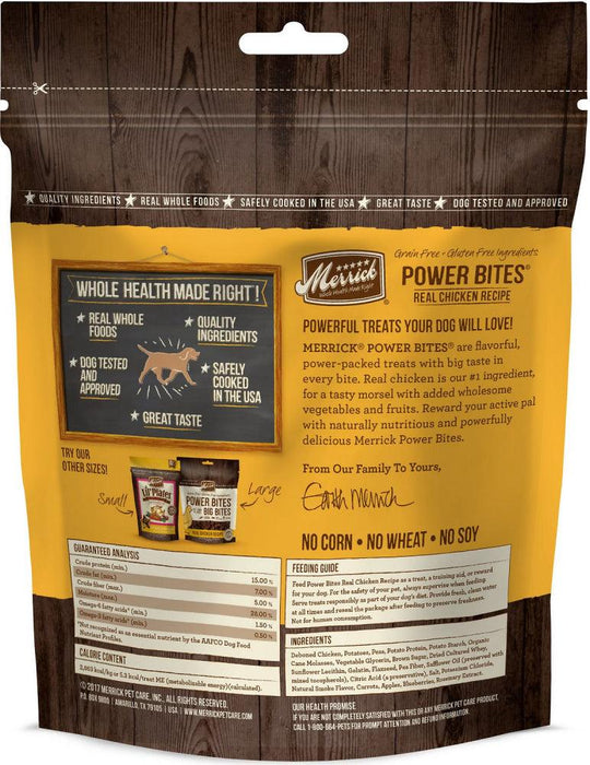 Merrick Power Bites Grain Free Chicken Recipe Dog Treats - 022808785095