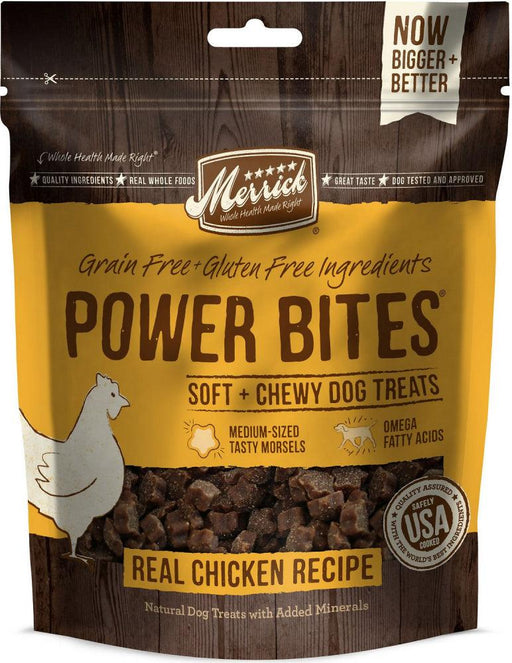 Merrick Power Bites Grain Free Chicken Recipe Dog Treats - 022808785095