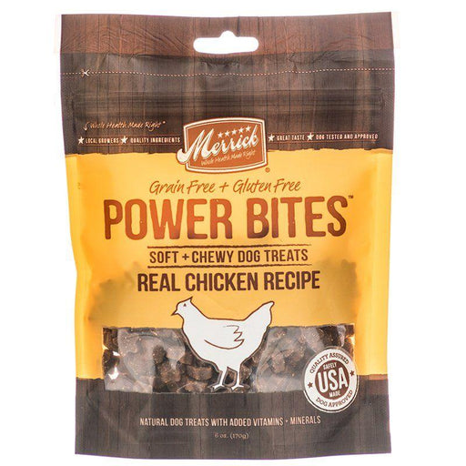 Merrick Power Bites Soft & Chewy Dog Treats - Real Chicken Recipe - 022808785095