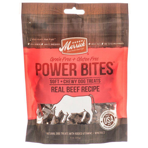 Merrick Power Bites Soft & Chewy Dog Treats - Real Texas Beef Recipe - 022808785132