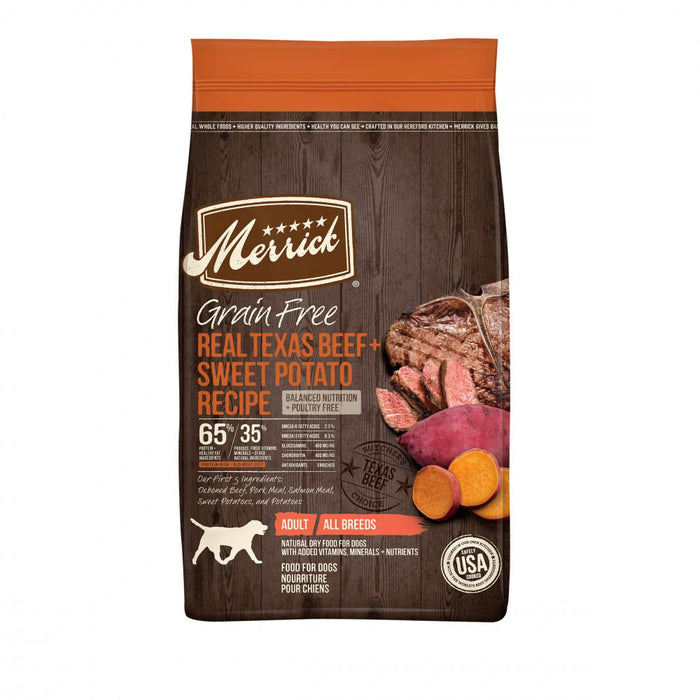 Merrick Premium Grain Free Dry Adult Dog Food Wholesome And Natural Kibble Real Texas Beef And Sweet Potato - 022808385660