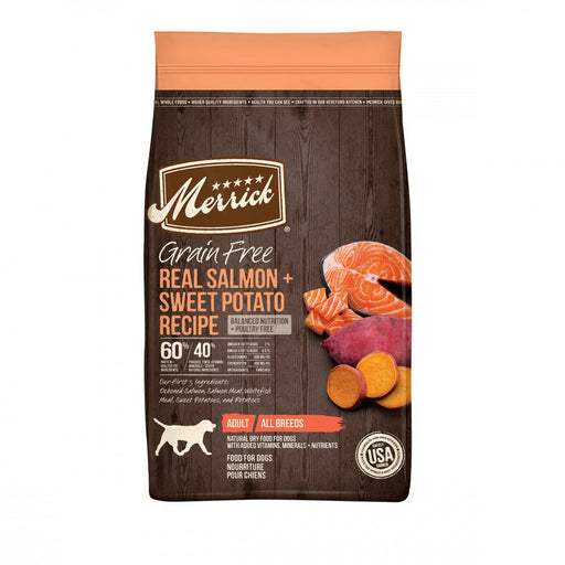 Merrick Premium Grain Free Dry Adult Dog Food Wholesome And Natural Kibble With Real Salmon And Sweet Potato - 022808384847