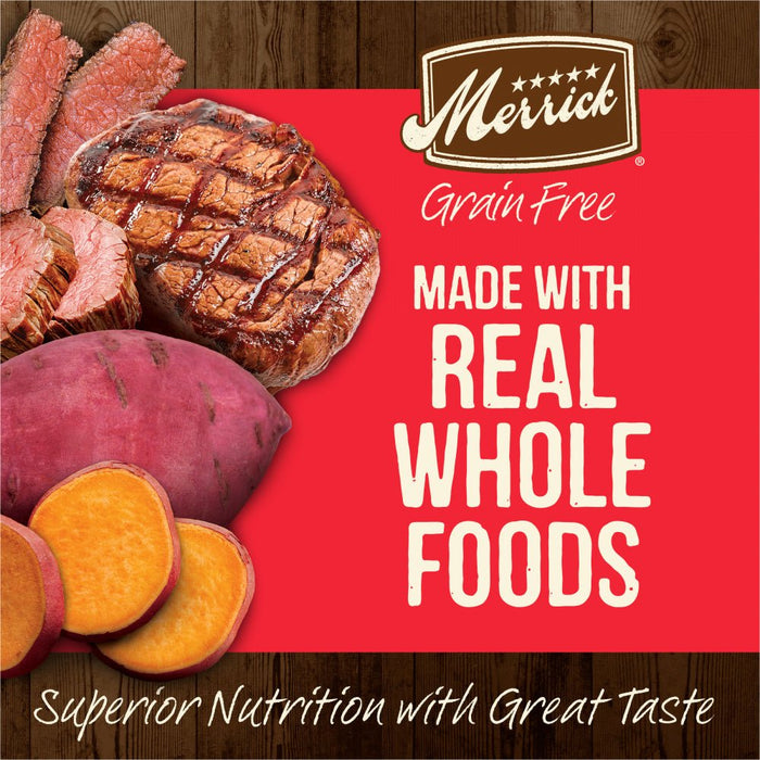 Merrick Premium Grain Free Dry Adult Wholesome And Natural Kibble With Beef, Bison And Sweet Potato - 022808384960