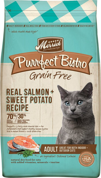 Merrick Purrfect Bistro Grain Free Real Salmon & Sweet Potato Recipe Dry Cat Food - 022808383017
