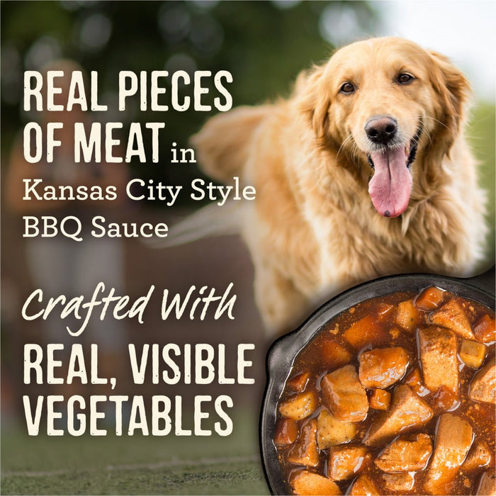 Merrick Wet Dog Food Slow-Cooked BBQ Kansas City Style with Chopped Pork Grain Free Canned Dog Food - 022808284314