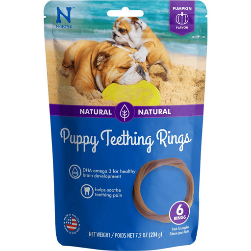 N-Bone Puppy Teething Rings Pumpkin Flavor Dog Treats - 657546113017