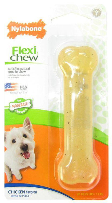 Nylabone Flexi Chew Dog Bone - Chicken Flavor - 018214778165