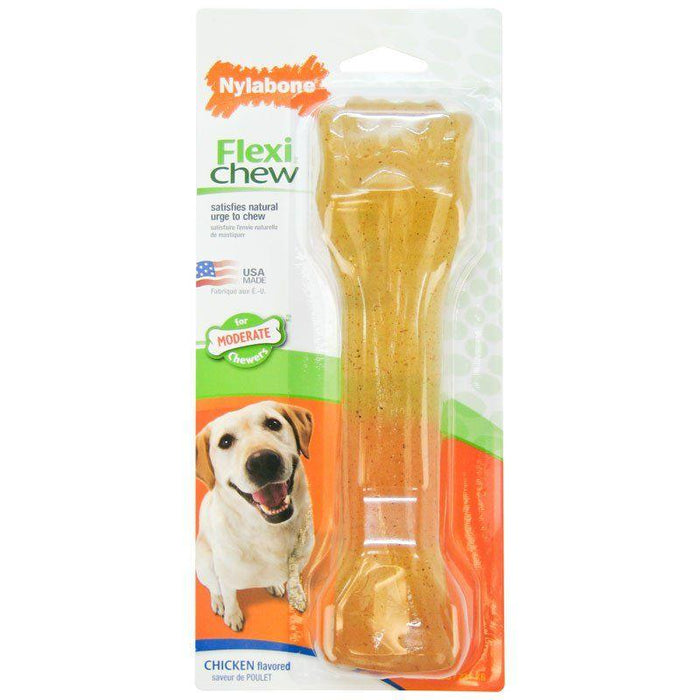 Nylabone Flexi Chew Dog Bone - Chicken Flavor - 018214778196