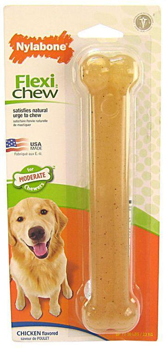 Nylabone Flexi Chew Dog Bone - Chicken Flavor - 018214778189