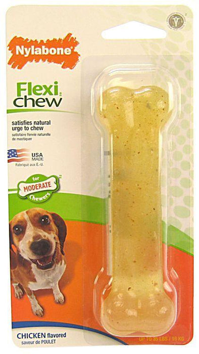 Nylabone Flexi Chew Dog Bone - Chicken Flavor - 018214778172