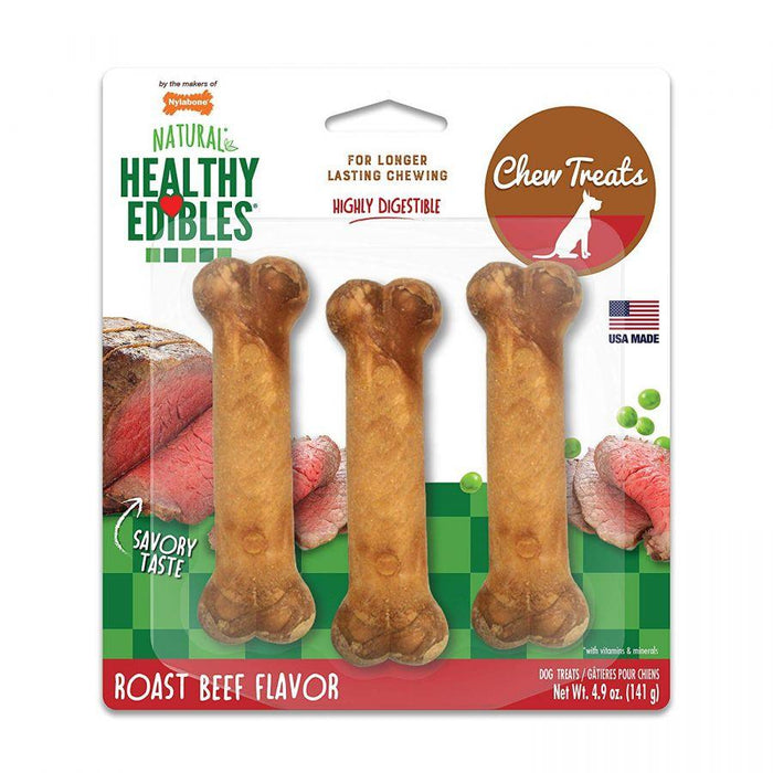 Nylabone Healthy Edibles Wholesome Dog Chews - Roast Beef Flavor - 018214816348