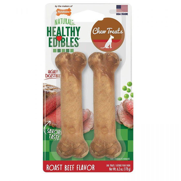Nylabone Healthy Edibles Wholesome Dog Chews - Roast Beef Flavor - 018214816331