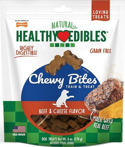 Nylabone Natural Healthy Edibles Beef & Cheese Chewy Bites Dog Treats - 018214845836