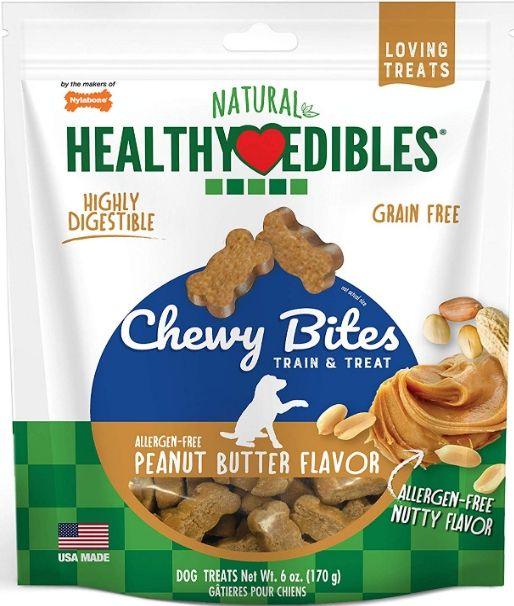 Nylabone Natural Healthy Edibles Peanut Butter Chewy Bites Dog Treats - 018214845850