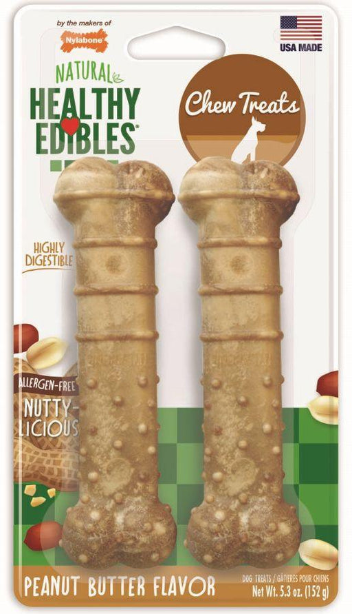 Nylabone Natural Healthy Edibles Peanut Butter Flavor Chew Treats - 018214846031