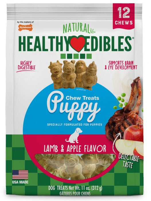 Nylabone Natural Healthy Edibles Puppy Chew Treats - Lamb & Apple Flavor - 018214845348