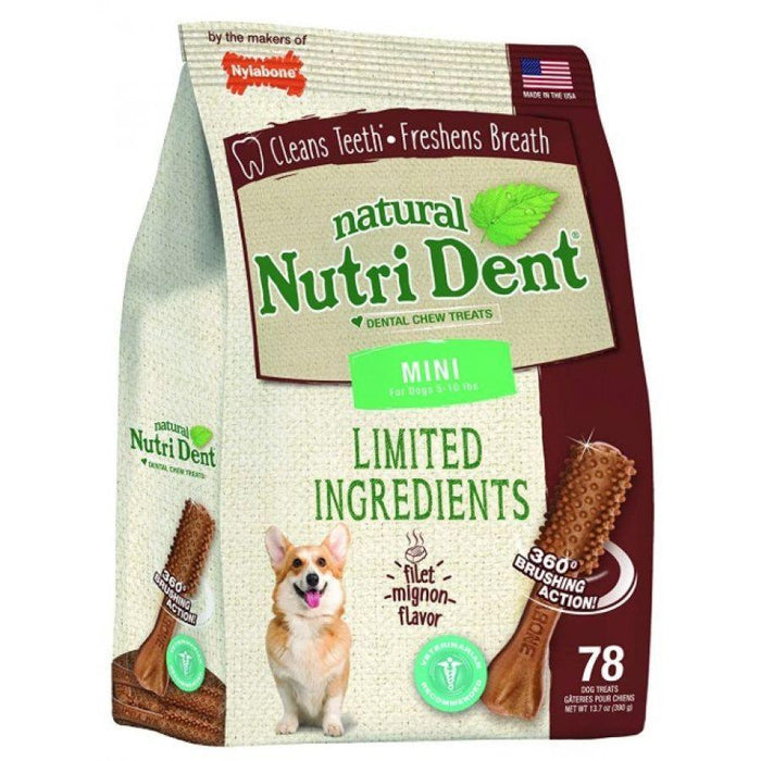 Nylabone Natural Nutri Dent Filet Mignon Dental Chews - Limited Ingredients - 018214842774