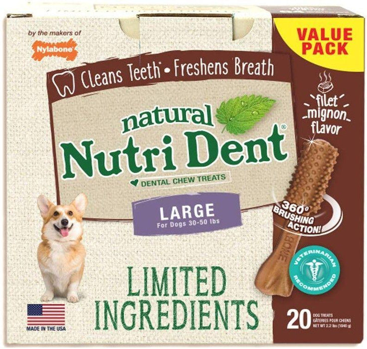 Nylabone Natural Nutri Dent Filet Mignon Dental Chews - Limited Ingredients - 018214842866
