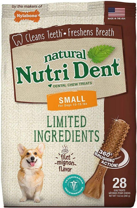 Nylabone Natural Nutri Dent Filet Mignon Dental Chews - Limited Ingredients - 018214842804