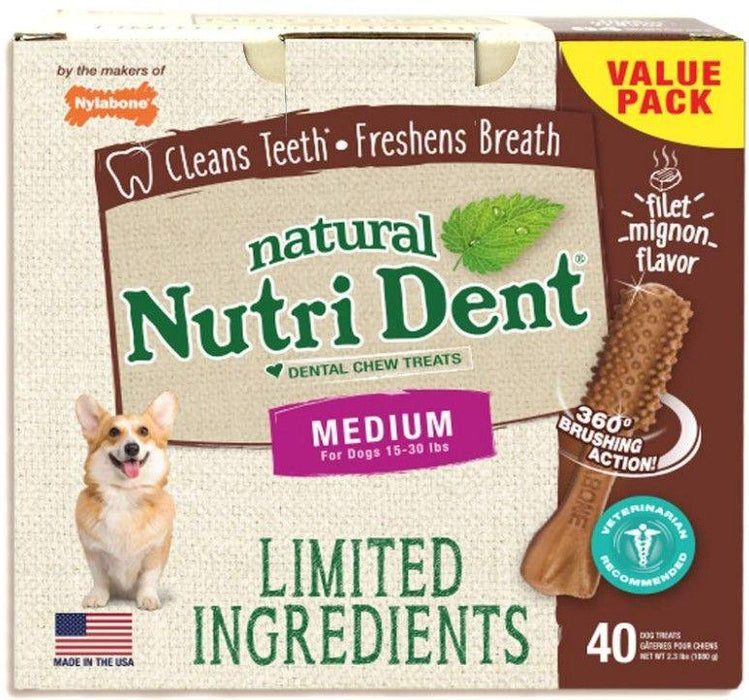 Nylabone Natural Nutri Dent Filet Mignon Dental Chews - Limited Ingredients - 018214842842