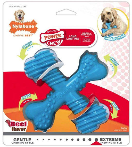 Nylabone Power Chew Comfor Hold X Bone Durable Dog Toy Beef Flavor Giant - 018214837718