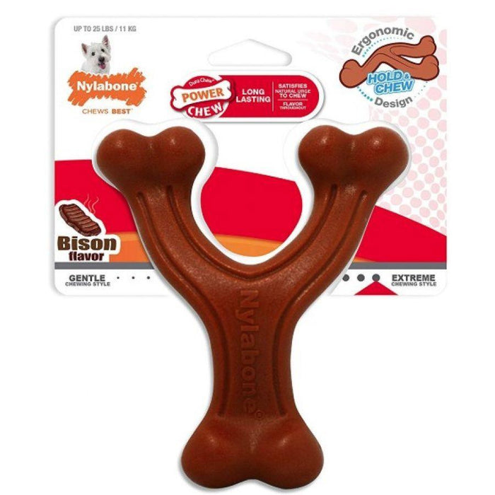 Nylabone Power Chew Wishbone Dog Chew Toy Bison Flavor - 018214843870