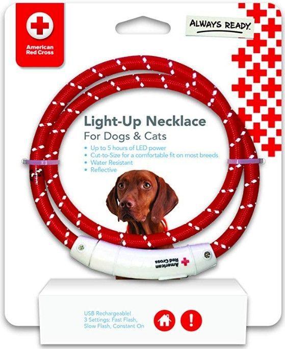 Penn-Plax American Red Cross LED Nylon Dog Necklace - 030172085017