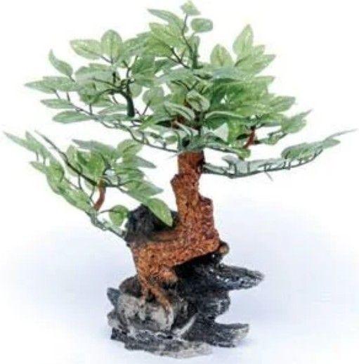 Penn Plax Bonsai Tree on Rock Aquarium Ornament - 030172062414