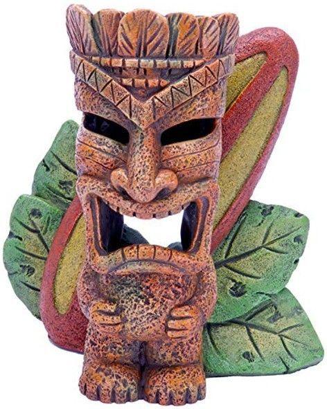 Penn Plax Tiki with Surfboard Aquarium Ornament - 030172063558