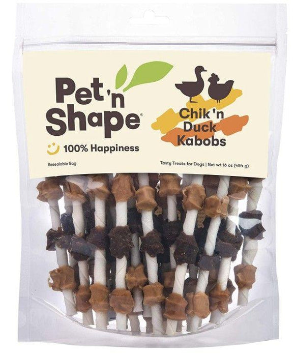 Pet n Shape Chik'N Duck Kabobs All Natural Rawhide Dog Treats - 032657177163