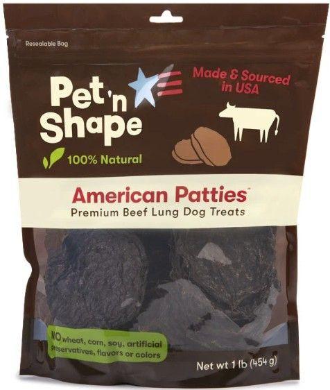 Pet 'n Shape Natural American Patties Beef Lung Dog Treats - 032657250163