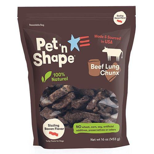 Pet 'n Shape Natural Beef Lung Chunx Dog Treats - Sizzling Bacon Flavor - 032657121302