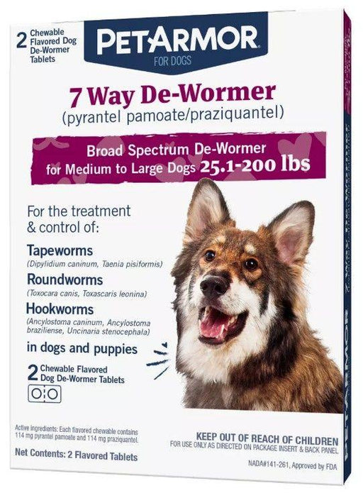 PetArmor 7 Way De-Wormer for Medium to Large Dogs (25.1-200 Pounds) - 073091026426