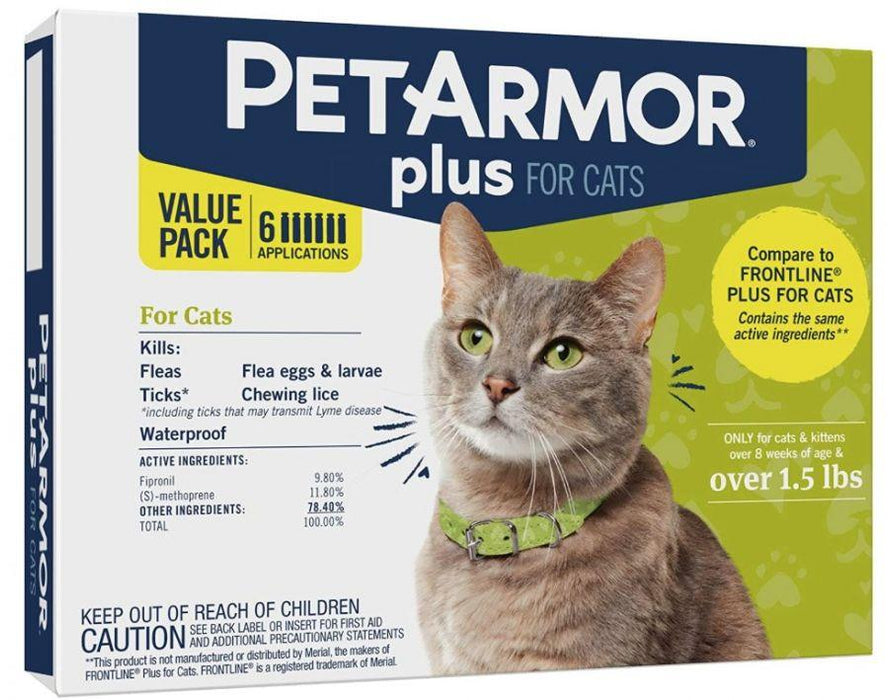 PetArmor Plus Flea and Tick Treatment for Cats (Over 1.5 Pounds) - 073091027690