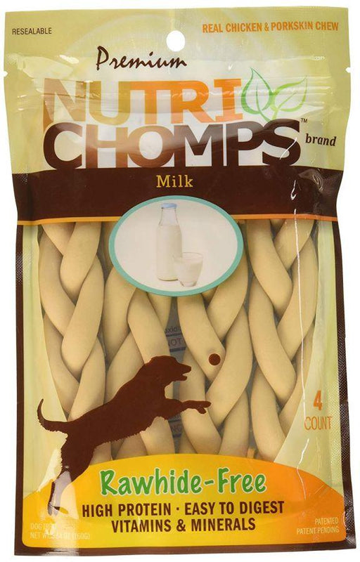 Premium Nutri Chomps Milk Flavor Braid Dog Chews - Small - 015958988126