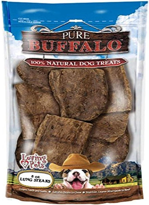 Pure Buffalo Lung Steaks Dog Treats - 842982056633