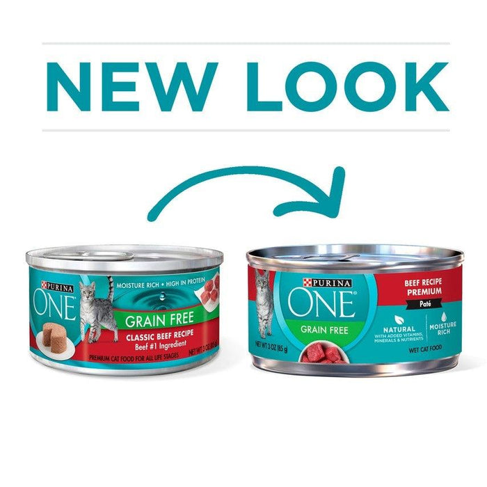 Purina ONE Grain Free Premium Pate Beef Canned Cat Food - 00017800145961