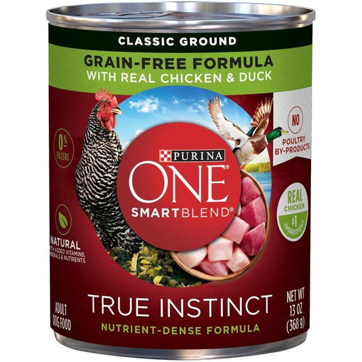 Purina ONE SmartBlend True Instinct with Grain Free Chicken and Duck Classic Ground Canned Dog Food - 00017800175913