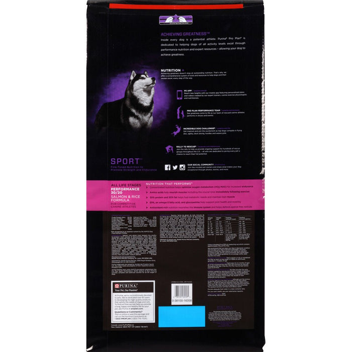 Purina Pro Plan All Ages Sport Performance 30/20 Salmon & Rice Formula Dry Dog Food - 038100160584