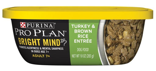 Purina Pro Plan Bright Mind Adult 7+ Turkey & Brown Rice Entree Dog Food Tray - 00038100174260