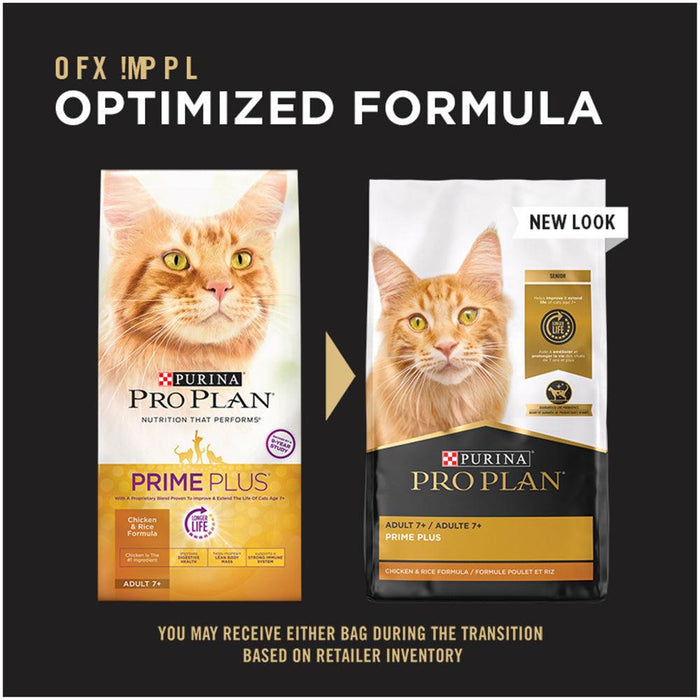 Purina Pro Plan Prime Plus Chicken & Rice Formula Senior Dry Cat Food - 038100169891